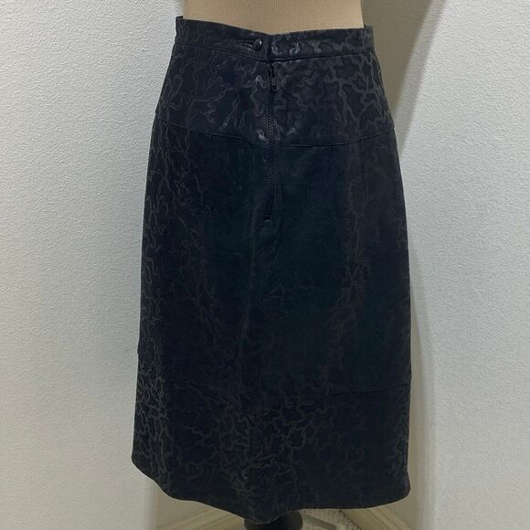 Amen Wardy Black 100% Leather Embossed Skirt Size 10 (46) Made In Italy - Picture 6 of 12